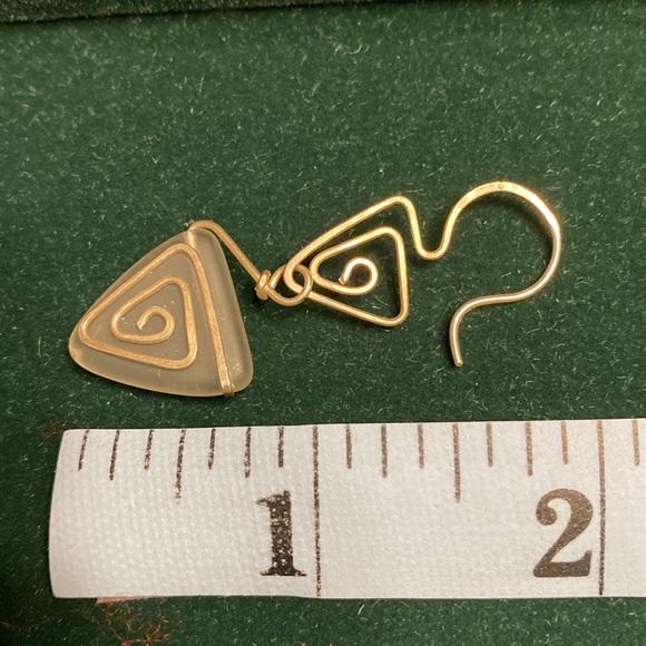 Sea Glass Silver Wire Wrapped Drop Earrings - Picture 5 of 10